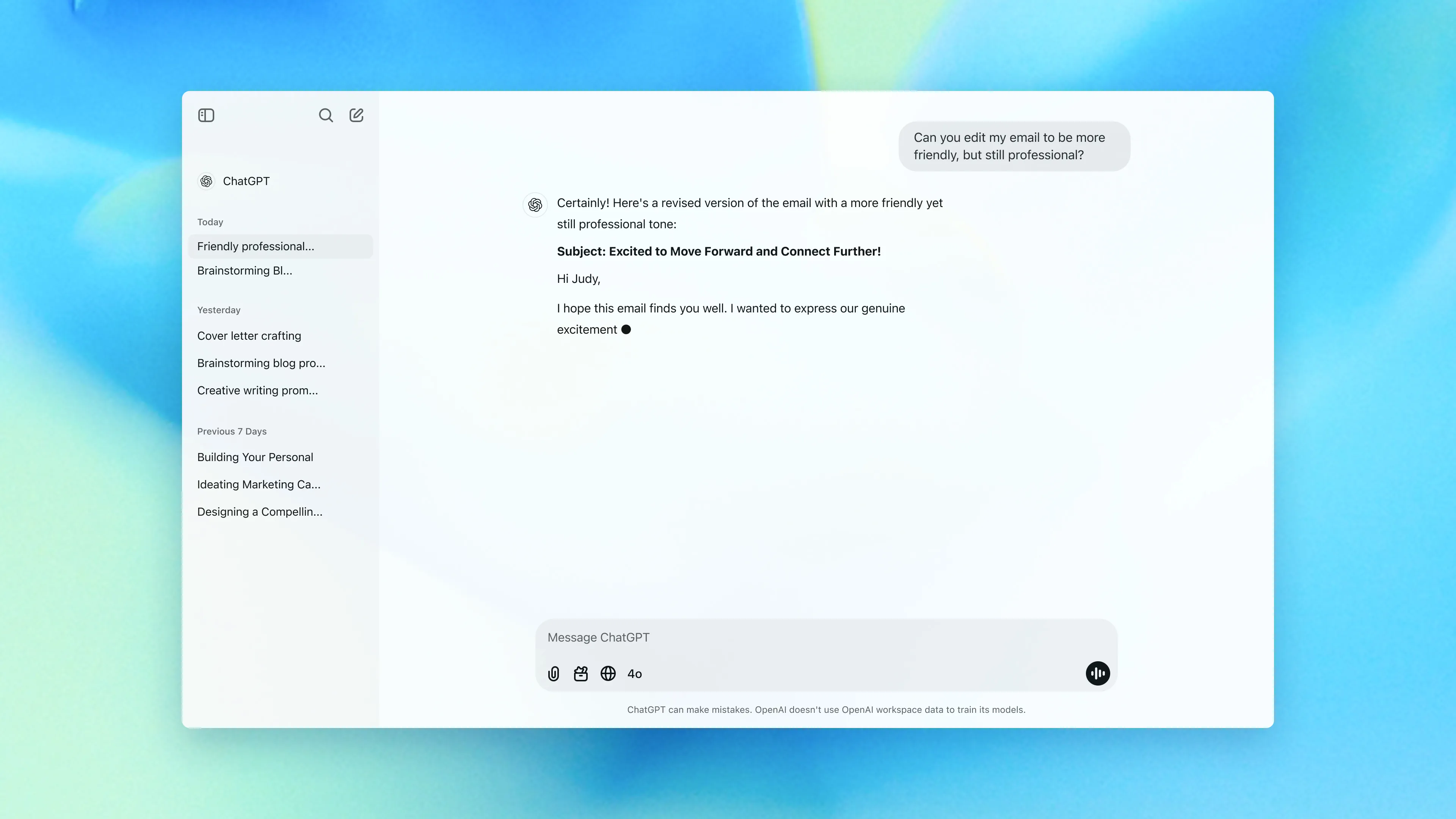 Aperçu de l'interface GPT