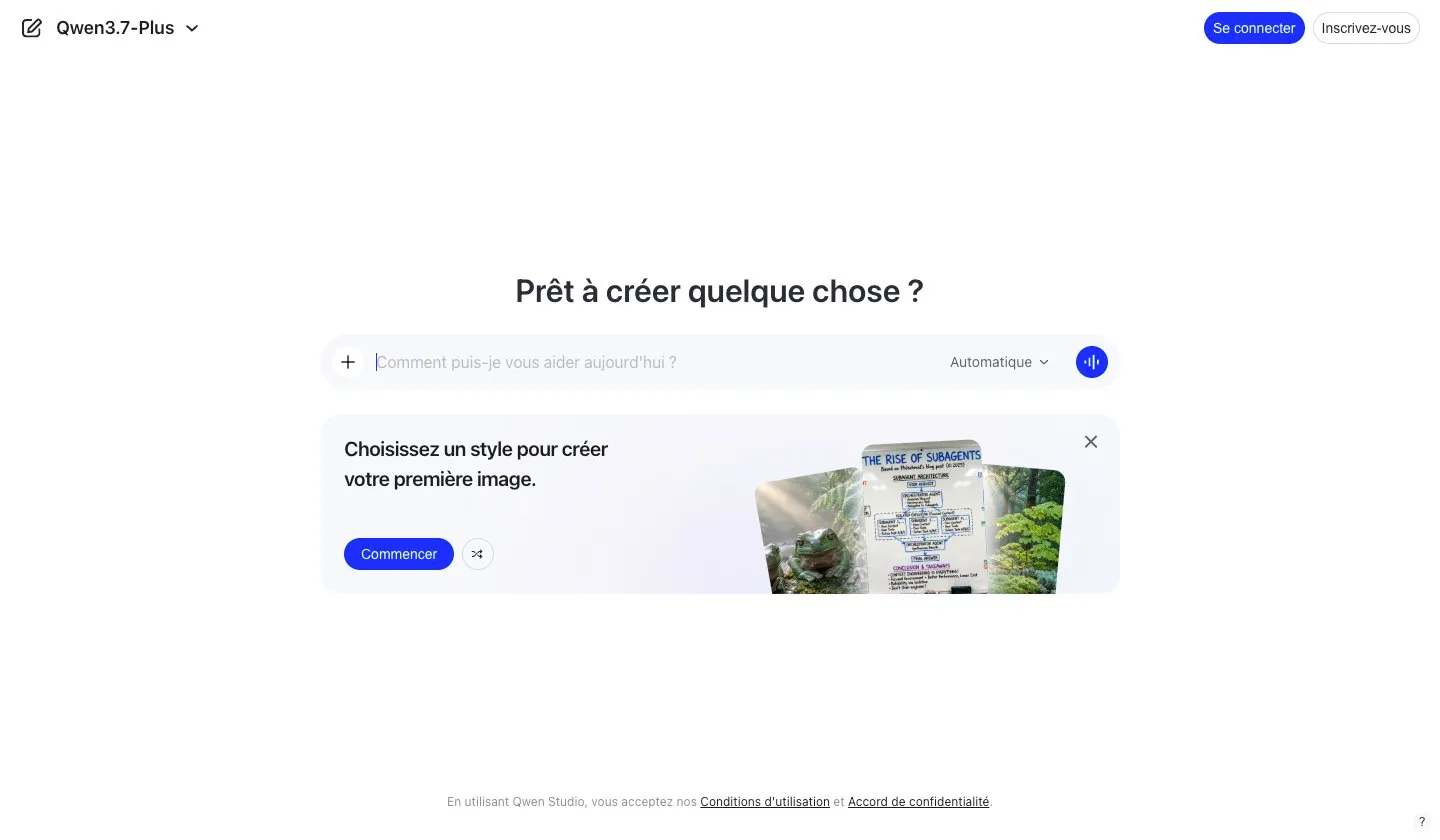 Aperçu de l'interface Qwen